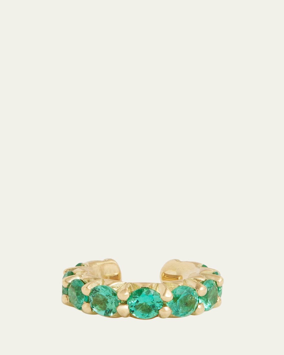 18K Yellow Gold Emerald Ear Cuff, Single